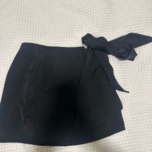Chic Black Wrap Skort with Bow